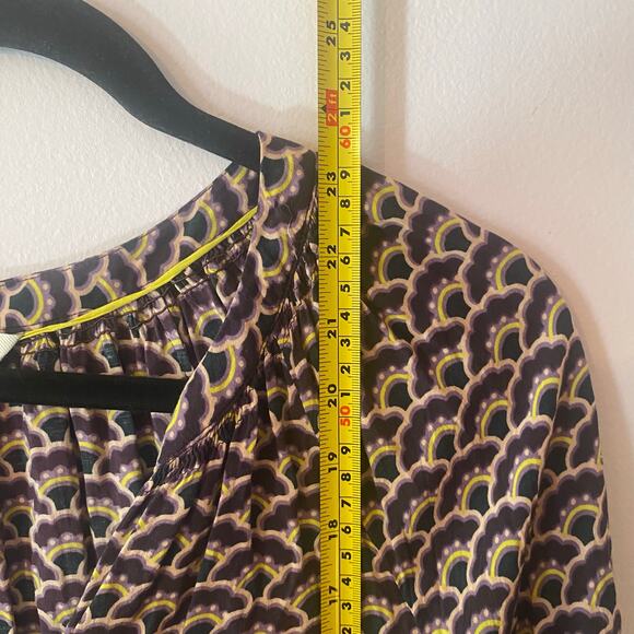 Boden Women's size 6 Purple Green Patterned Lightweight Long Sleeve Blouse Top - Picture 8 of 9